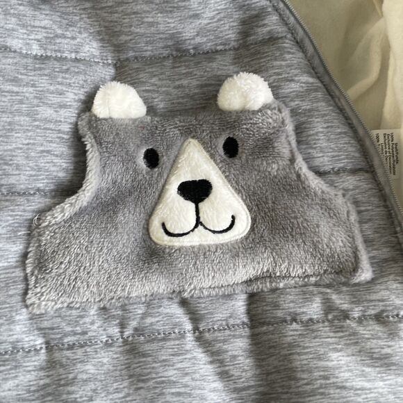 Wonder Nation Baby Sz 3-6M Winter Pram Zipper Front Hooded Snowsuit Gray - Picture 7 of 8